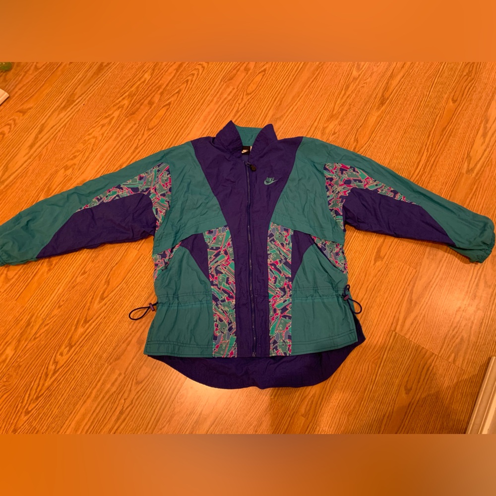 Vintage Nike Purple/Green Colorblock Full Zip Windbreaker Size M 80s/90s